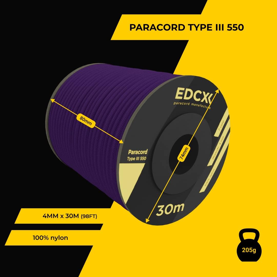 EdcX 4 mm Nylon Paracord 550 30 m (100 Fuß) – Typ III, 100% Nylonseil, 7-strängiges Seil, 4 mm Nylonseil in Volltonfarben (Black, 30 m) 85 51KYb1WU5iL. AC SL1080 - antaresshop.de