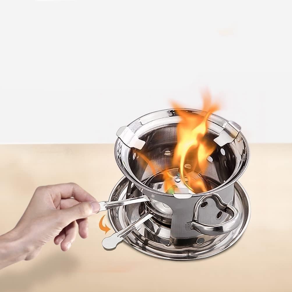 XRDSHY 20cm Tragbare Spirituskocher Für Innenräume Campingkocher Mit Topf,Campingherd Aus Edelstahl Für Innenraum Alkoholkocher Für Den Außenbereich, Kleiner Heißer Topf,Silver Silber,Silver Silber 8 51a+KLylVbL. AC SL1003 - antaresshop.de