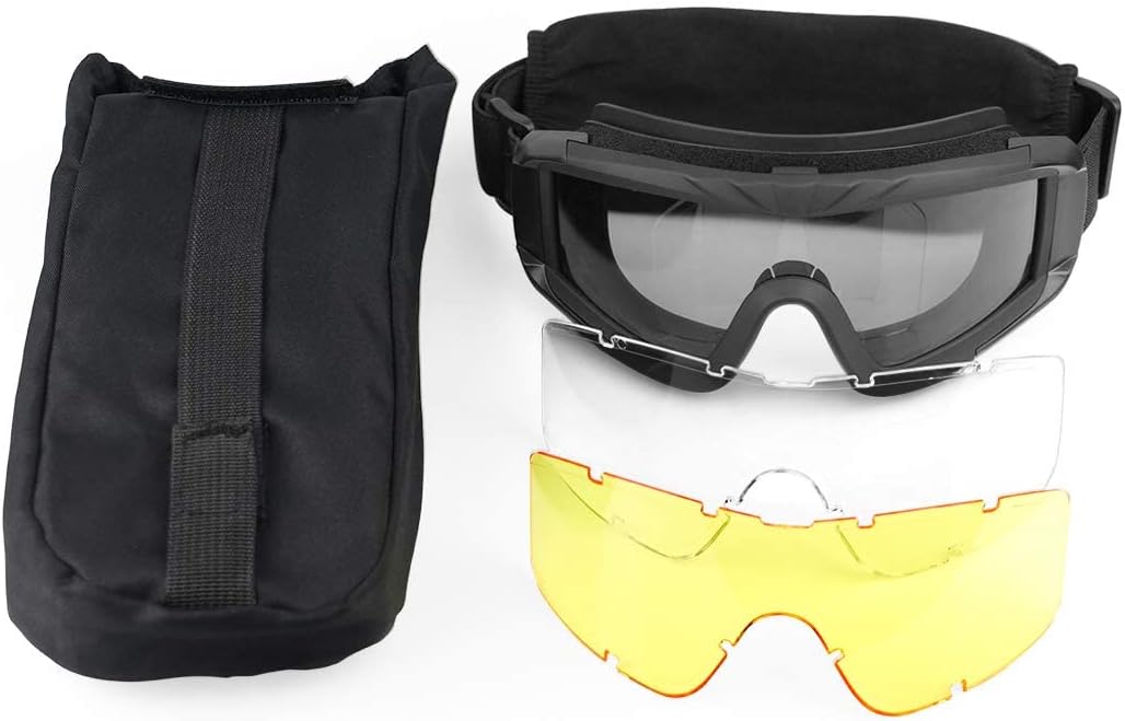 Feyachi Airsoft-Brille Taktische Militär Schutzbrille mit 3 austauschbaren Gläsern UV400-Schutz Schießbrille Anti-Fog-Brille Outdoor Sport Jagd Radfahren Paintball 7 51e4pRNY3AL. AC SL1100 - antaresshop.de