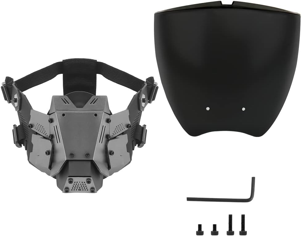 AQ zxdc Airsoft Tactical Safety Protective Full Face Mask Anti-Fog Goggles Set for Halloween Cosplay Paintball CS Games 7 - antaresshop.de