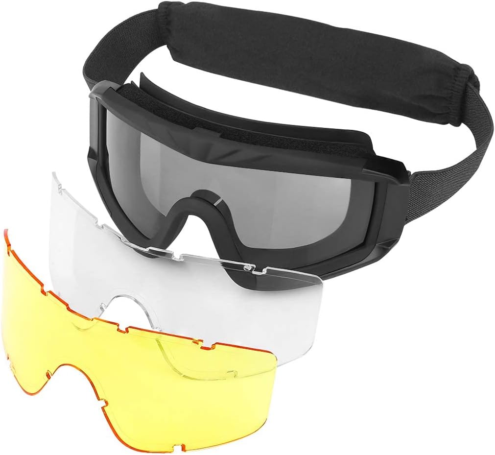 Feyachi Airsoft-Brille Taktische Militär Schutzbrille mit 3 austauschbaren Gläsern UV400-Schutz Schießbrille Anti-Fog-Brille Outdoor Sport Jagd Radfahren Paintball 6 51zmSBDS9VL. AC SL1100 - antaresshop.de