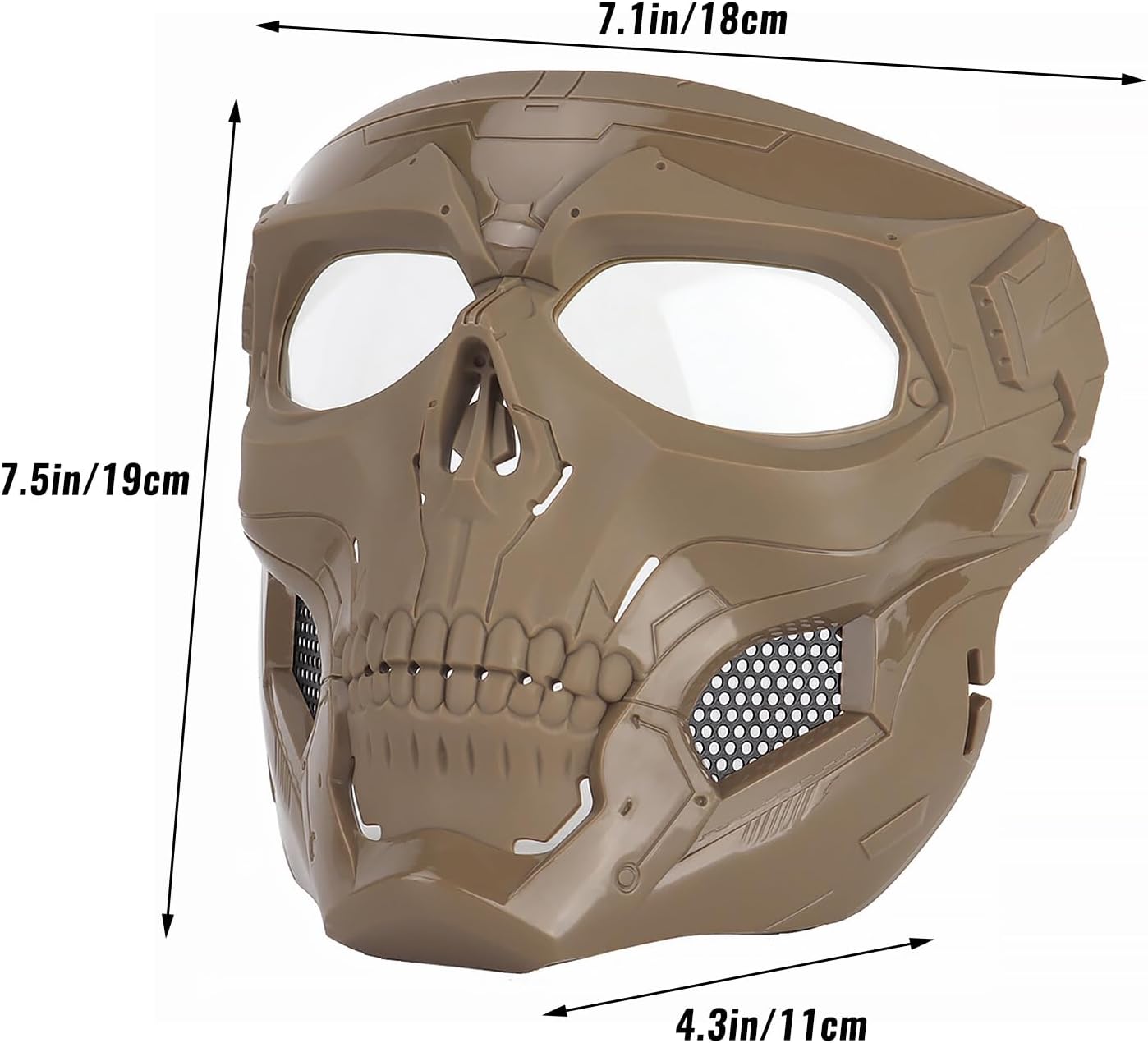 Yzpacc Airsoft Taktische Maske Schädel Vollgesichtsmaske für Halloween Cosplay Kostüm 7 61+4fXE+P3L. AC SL1500 - antaresshop.de