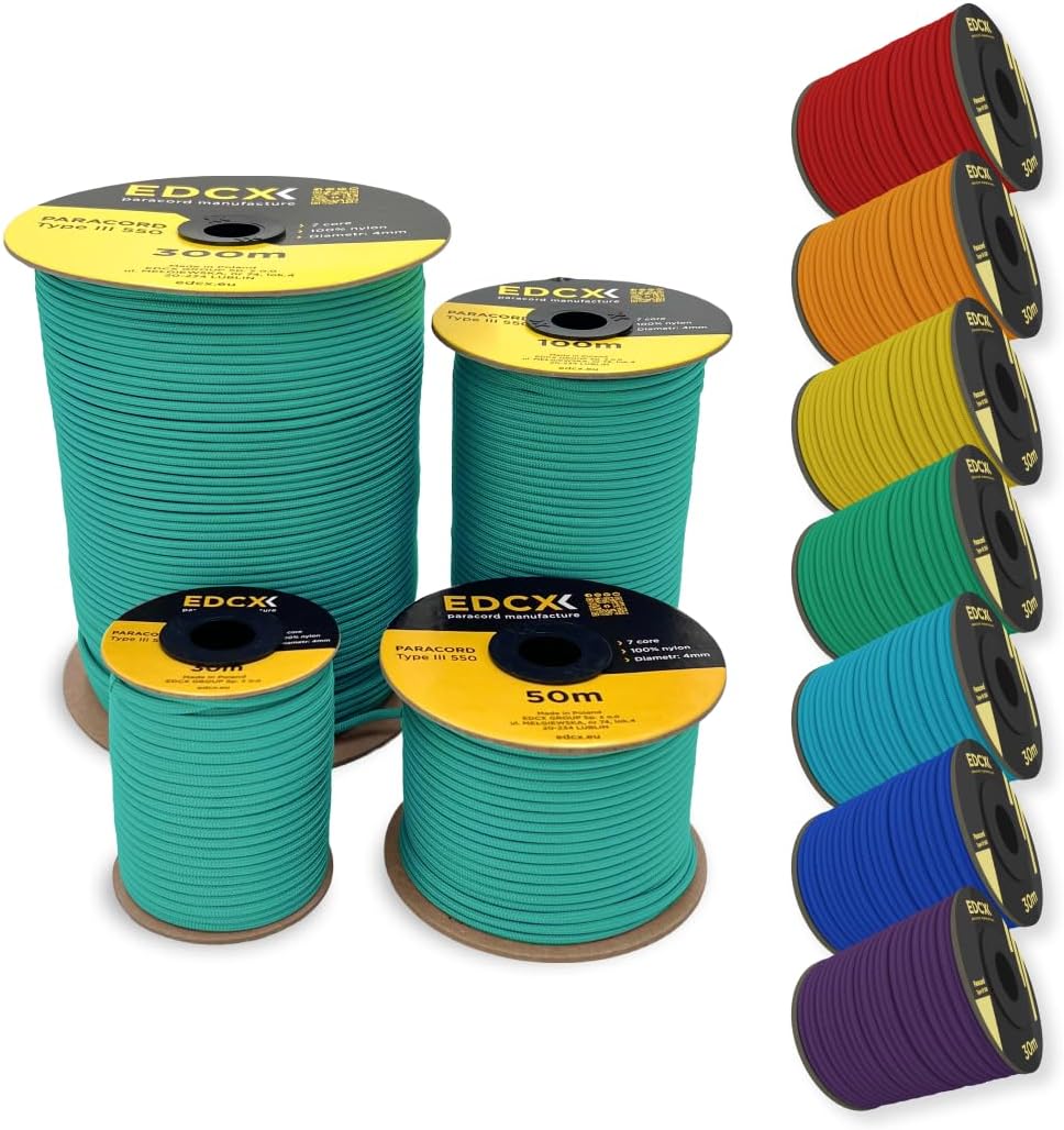 EdcX 4 mm Nylon Paracord 550 30 m (100 Fuß) – Typ III, 100% Nylonseil, 7-strängiges Seil, 4 mm Nylonseil in Volltonfarben (Black, 30 m) 333 61AysXBz4KL. AC SL1080 - antaresshop.de