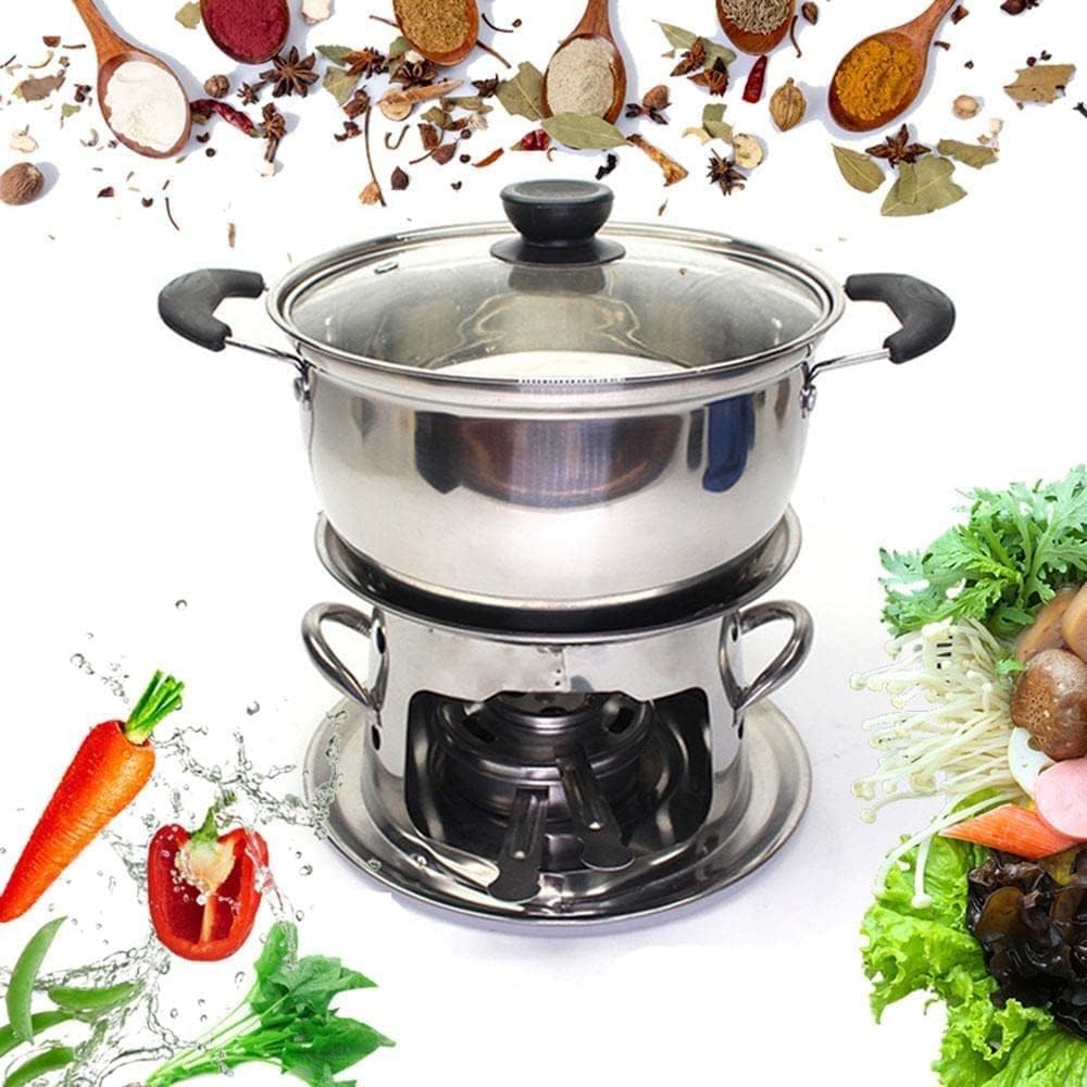 XRDSHY 20cm Tragbare Spirituskocher Für Innenräume Campingkocher Mit Topf,Campingherd Aus Edelstahl Für Innenraum Alkoholkocher Für Den Außenbereich, Kleiner Heißer Topf,Silver Silber,Silver Silber 1 61DDlTrhVPL. AC SL1000 - antaresshop.de