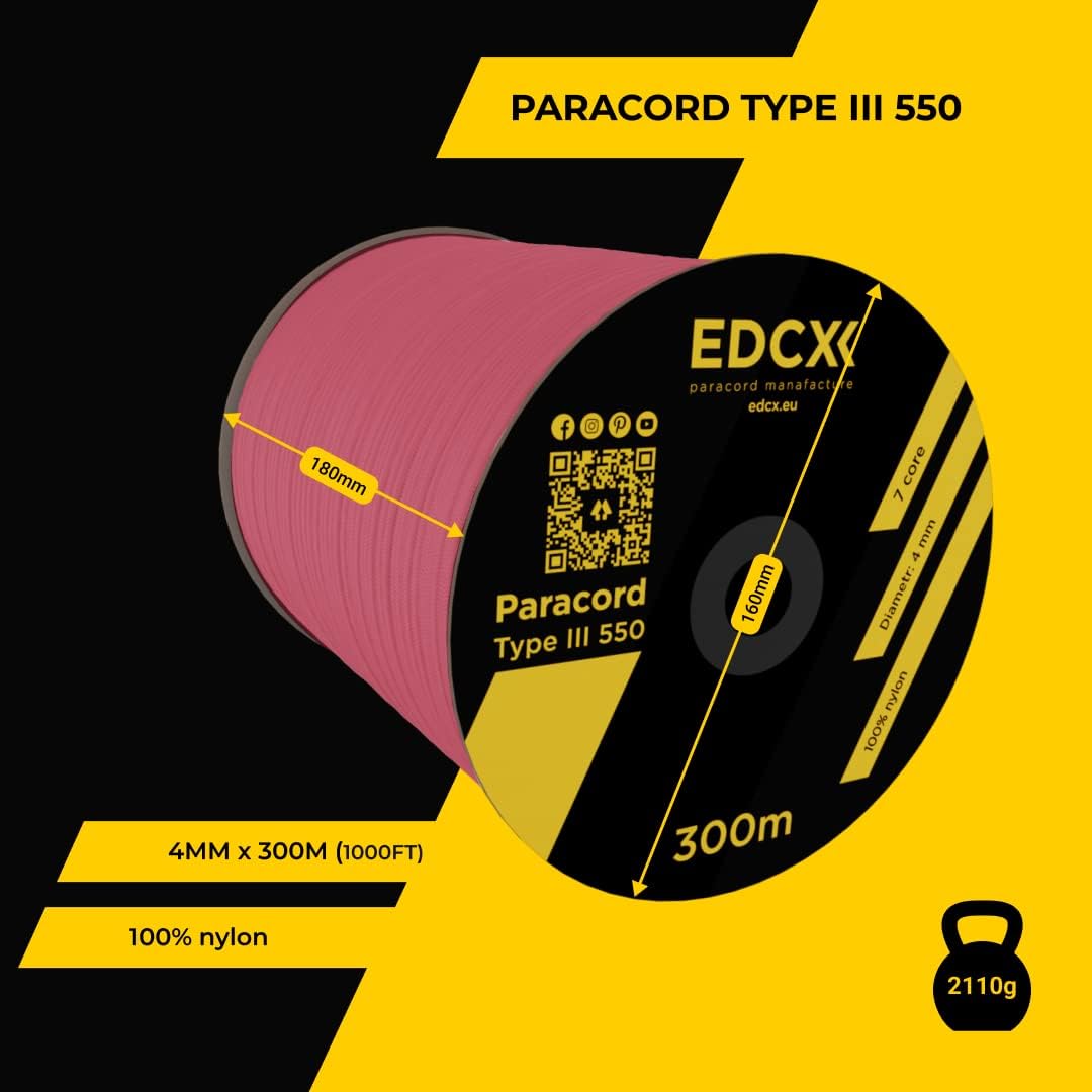 EdcX 4 mm Nylon Paracord 550 30 m (100 Fuß) – Typ III, 100% Nylonseil, 7-strängiges Seil, 4 mm Nylonseil in Volltonfarben (Black, 30 m) 287 61EctoiQmUL. AC SL1080 - antaresshop.de