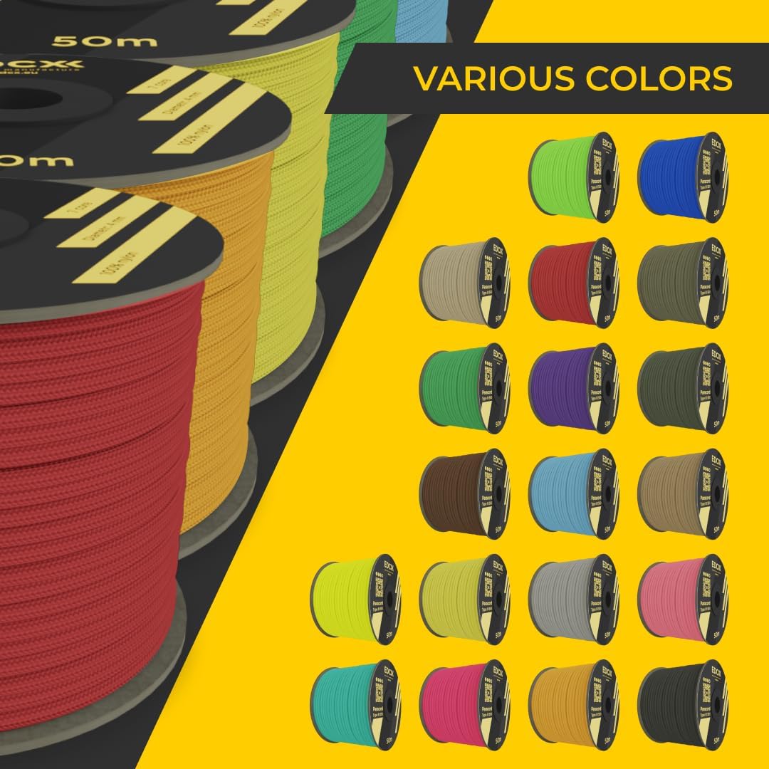 EdcX 4 mm Nylon Paracord 550 30 m (100 Fuß) – Typ III, 100% Nylonseil, 7-strängiges Seil, 4 mm Nylonseil in Volltonfarben (Black, 30 m) 31 61F1f5eZXeL. AC SL1080 - antaresshop.de