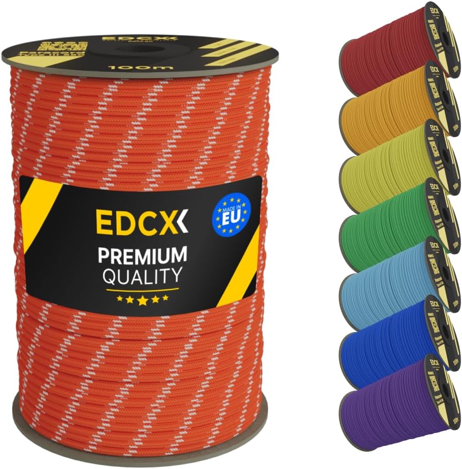EdcX 4 mm Nylon Paracord 550 30 m (100 Fuß) – Typ III, 100% Nylonseil, 7-strängiges Seil, 4 mm Nylonseil in Volltonfarben (Black, 30 m) 427 61FX2pRKT6L. AC SL1080 - antaresshop.de