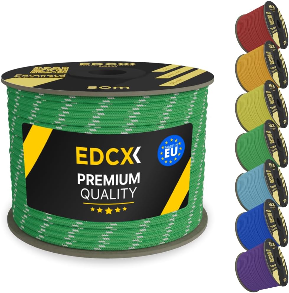 EdcX 4 mm Nylon Paracord 550 30 m (100 Fuß) – Typ III, 100% Nylonseil, 7-strängiges Seil, 4 mm Nylonseil in Volltonfarben (Black, 30 m) 393 61Ge97XLDHL. AC SL1080 - antaresshop.de
