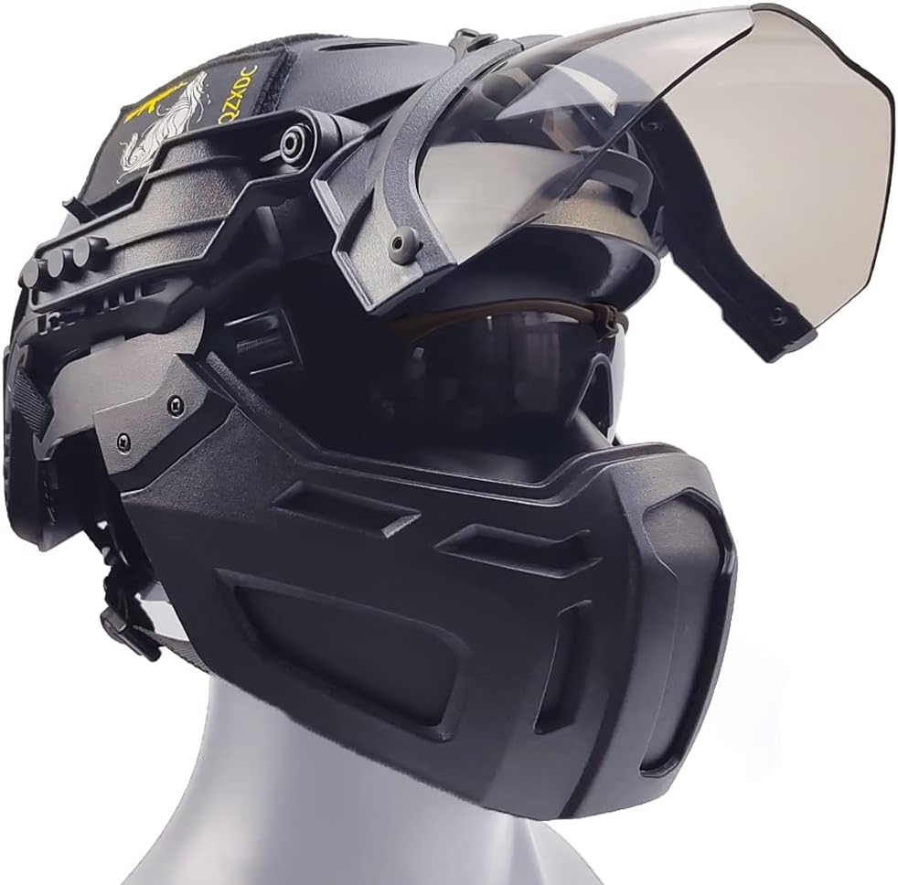 Airsoft Helm mit Schutzbrille und Visier Set, Full-Wrap Military Paintball Schutz Kombination, Visier 90°Verstellbar, für Outdoor-Jagd, CQB Schießen, BBS 1 61TKczvN5PL. AC SL1001 - antaresshop.de