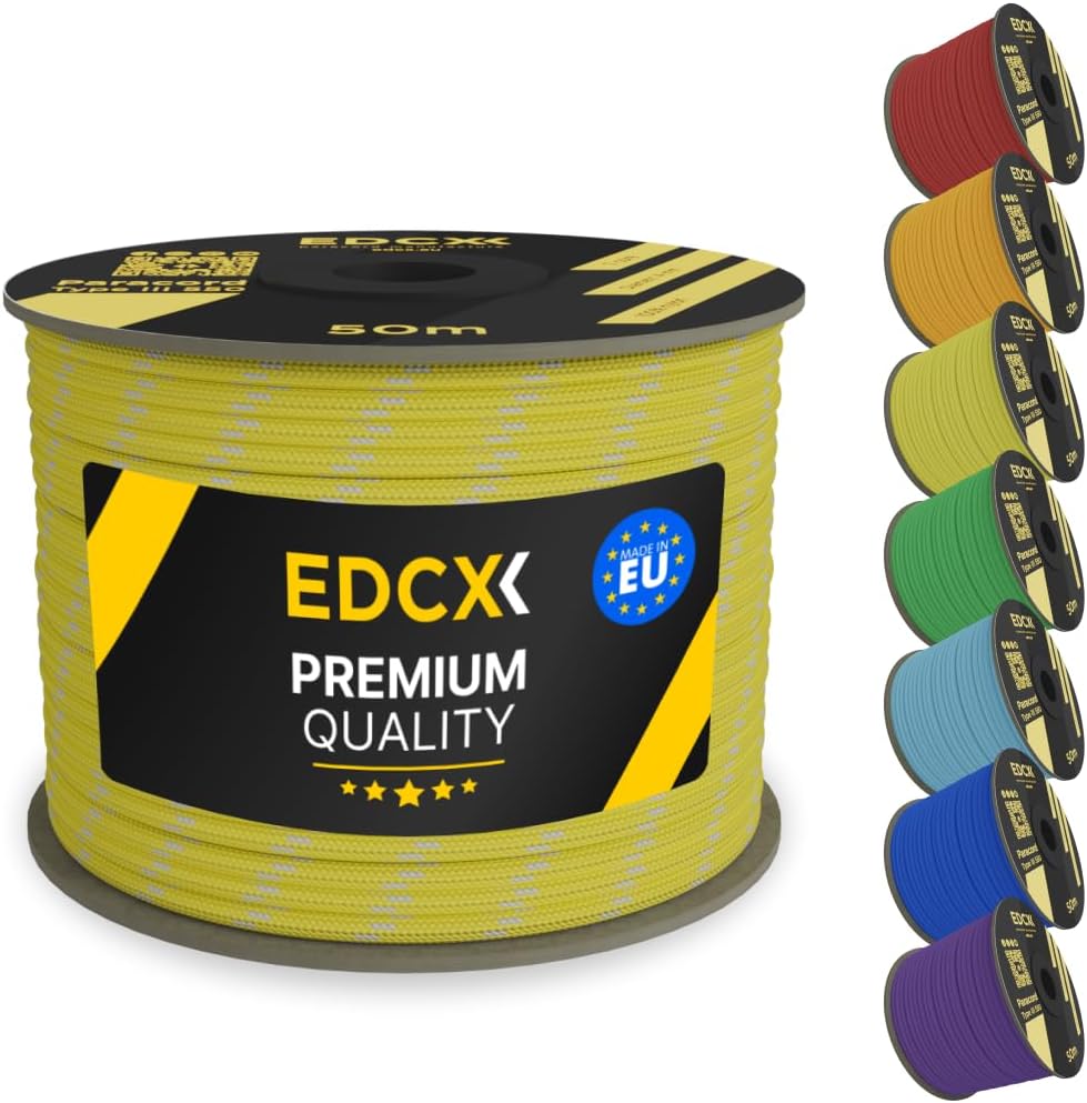 EdcX 4 mm Nylon Paracord 550 30 m (100 Fuß) – Typ III, 100% Nylonseil, 7-strängiges Seil, 4 mm Nylonseil in Volltonfarben (Black, 30 m) 415 - antaresshop.de