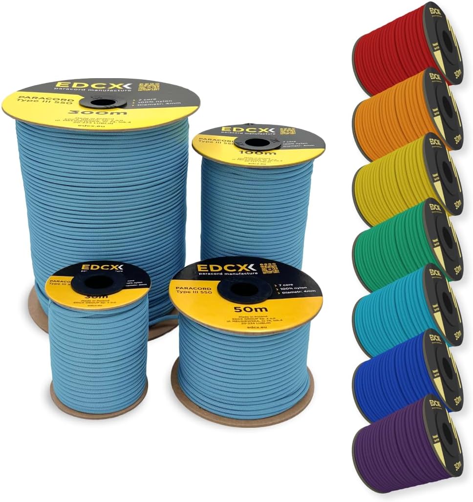 EdcX 4 mm Nylon Paracord 550 30 m (100 Fuß) – Typ III, 100% Nylonseil, 7-strängiges Seil, 4 mm Nylonseil in Volltonfarben (Black, 30 m) 131 61i6cSyqjFL. AC SL1080 - antaresshop.de