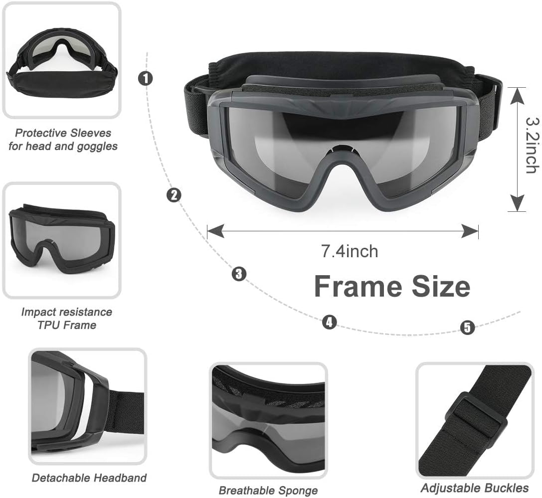 Feyachi Airsoft-Brille Taktische Militär Schutzbrille mit 3 austauschbaren Gläsern UV400-Schutz Schießbrille Anti-Fog-Brille Outdoor Sport Jagd Radfahren Paintball 2 61in4nIRsoL. AC SL1100 - antaresshop.de