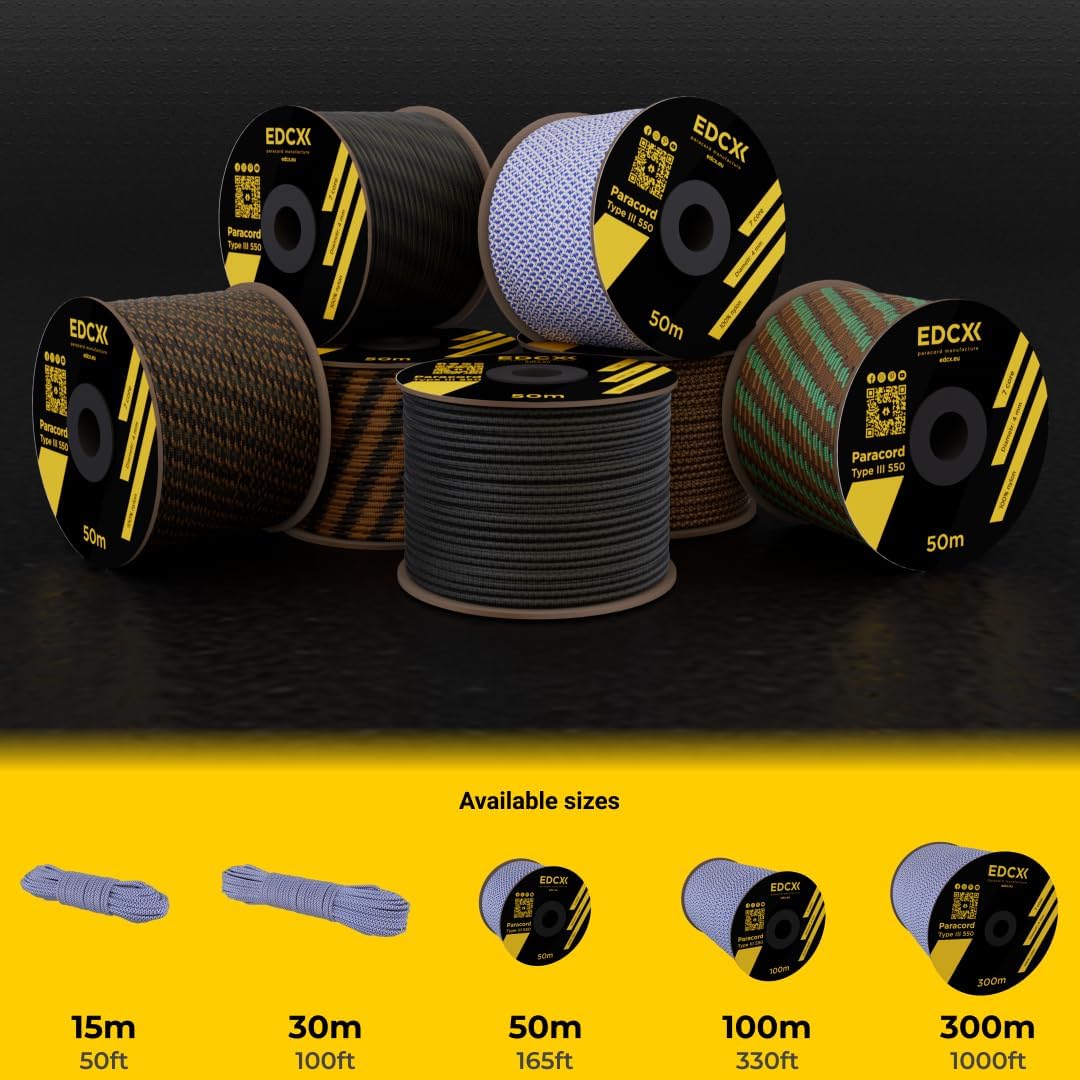 EdcX 4 mm Nylon Paracord 550 30 m (100 Fuß) – Typ III, 100% Nylonseil, 7-strängiges Seil, 4 mm Nylonseil in Volltonfarben (Black, 30 m) 411 61pHi9viTQL. AC SL1080 - antaresshop.de