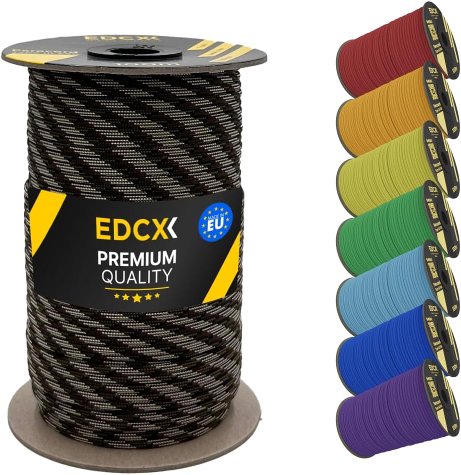 EdcX 4 mm Nylon Paracord 550 30 m (100 Fuß) – Typ III, 100% Nylonseil, 7-strängiges Seil, 4 mm Nylonseil in Volltonfarben (Black, 30 m) 142 61uEhtIWUzL. AC SL1080 - antaresshop.de