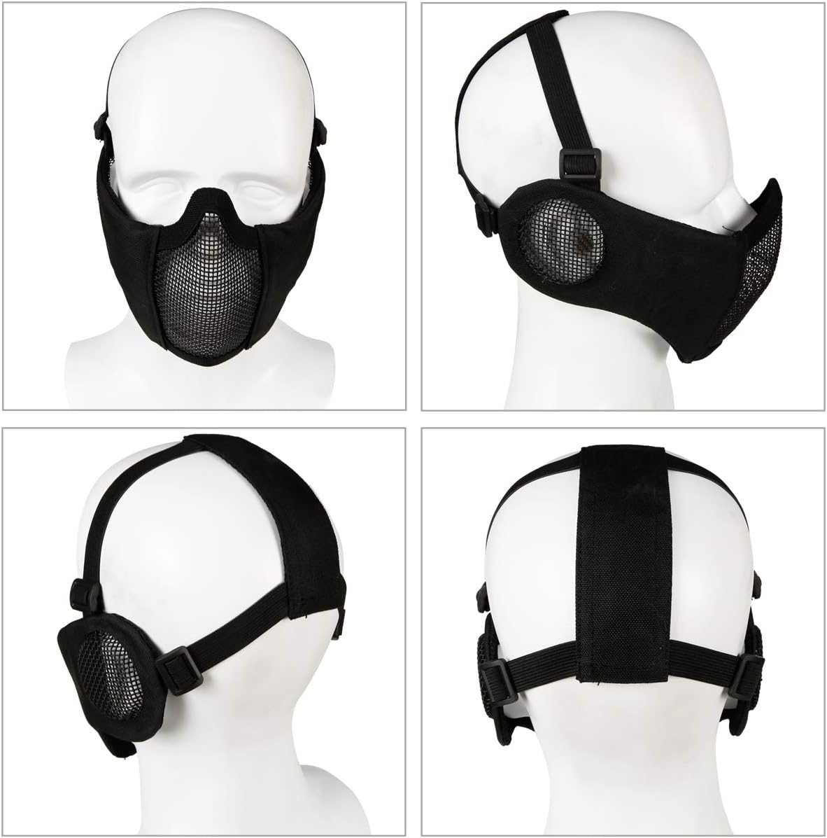 AOUTACC Airsoft Mesh Maske, Half Face Mesh Masken mit Gehörschutz für CS/Hunting/Paintball/Shooting 7 - antaresshop.de