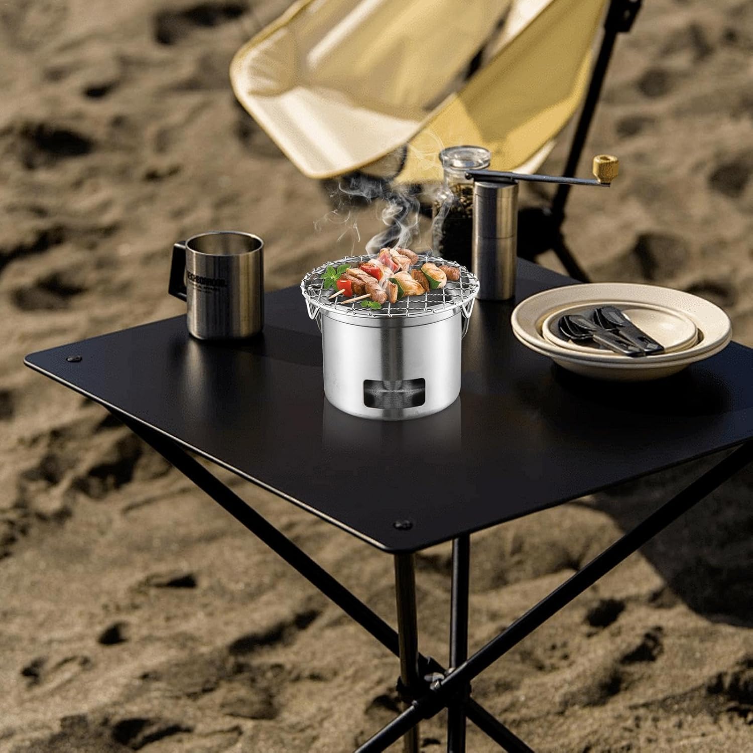 Herd für Camping, Rucksackreisen, Campingkocher, Grills | Mini-Edelstahl-Brennofen, Alkoholkocher,Kompakter Grillofen mit Anti-Verbrühungs-Griff für Outdoor-Kochpicknick 8 711VDJVg jL. AC SL1500 - antaresshop.de
