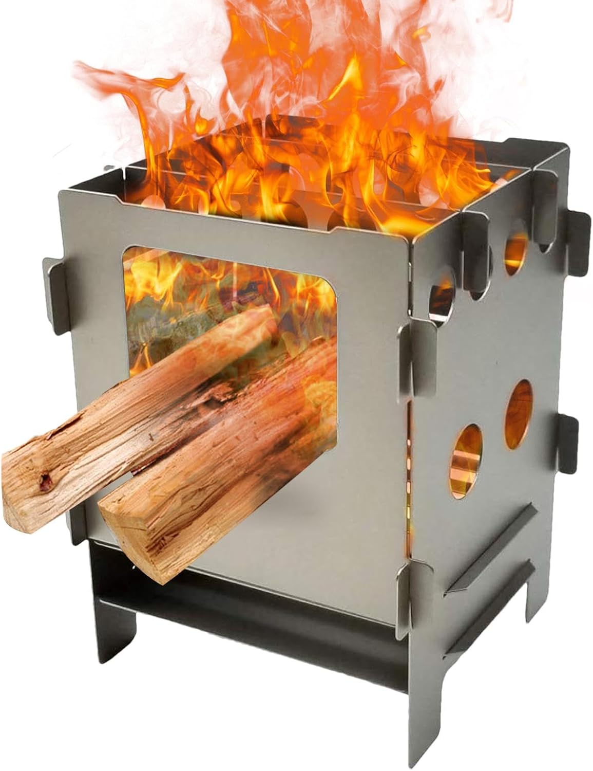 Tragbarer Campingkocher, Holz-Campingkocher, klappbarer Holzbrenner, Outdoor-Kochwerkzeug, kompakter Brenner für Wanderungen, Picknicks, Grill 1 - antaresshop.de