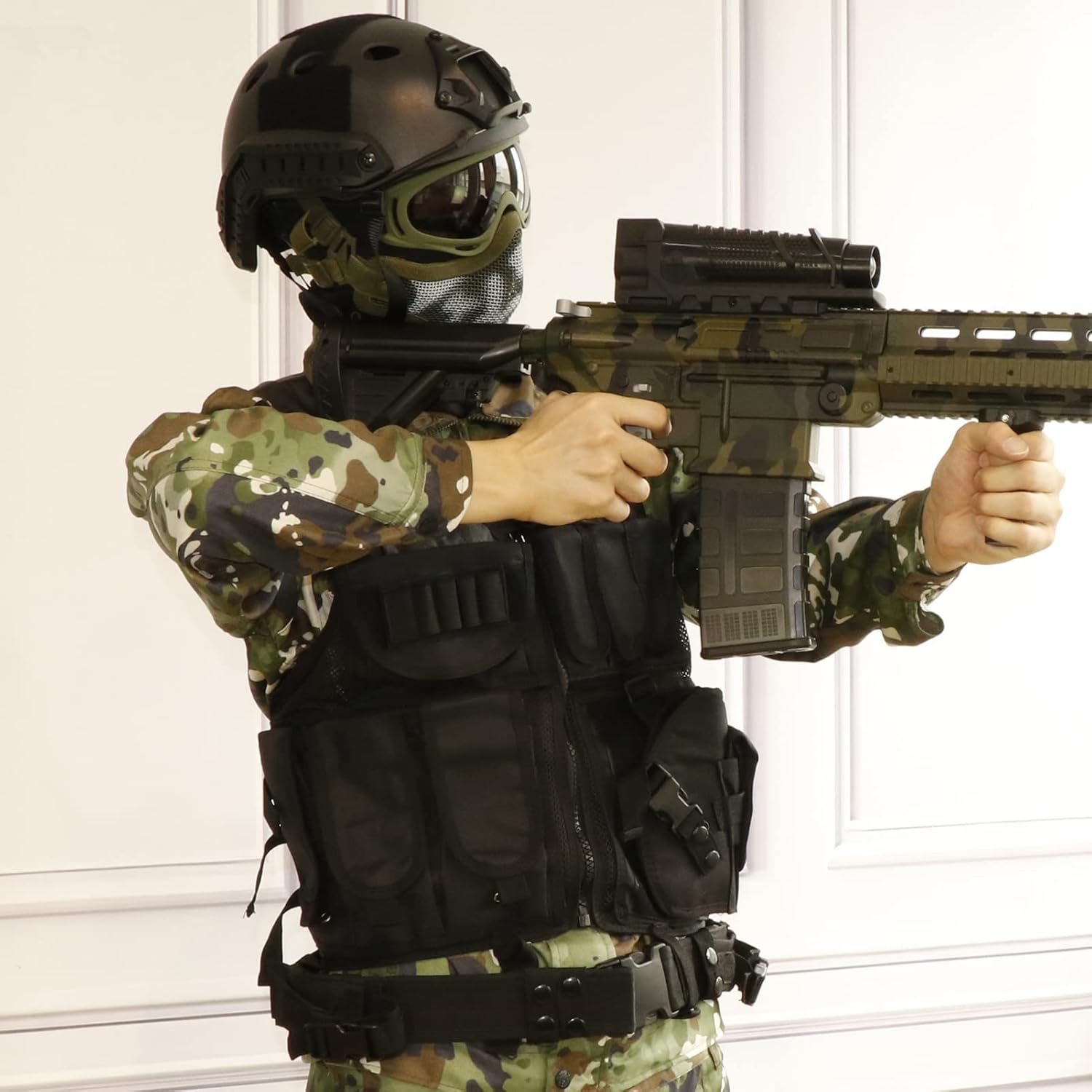 Aoutacc Airsoft Maske und Goggles Set, Half Face Full Steel Mesh Maske und Schutzbrillen für CS/Jagd/Paintball/Schießen 8 71hnplGU6ML. AC SL1500 - antaresshop.de