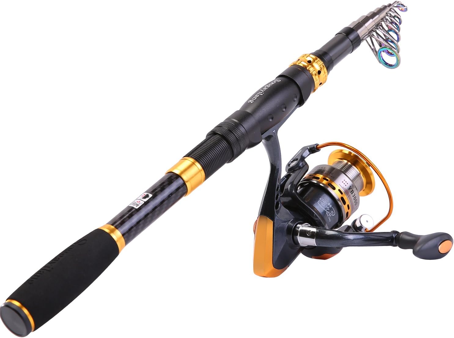 Sougayilang Angelruten-Spule Combos Kohlefaser Teleskop-Angelrute mit Spinnrolle für Reisen in Salzwasser und Süßwasser 1 - antaresshop.de