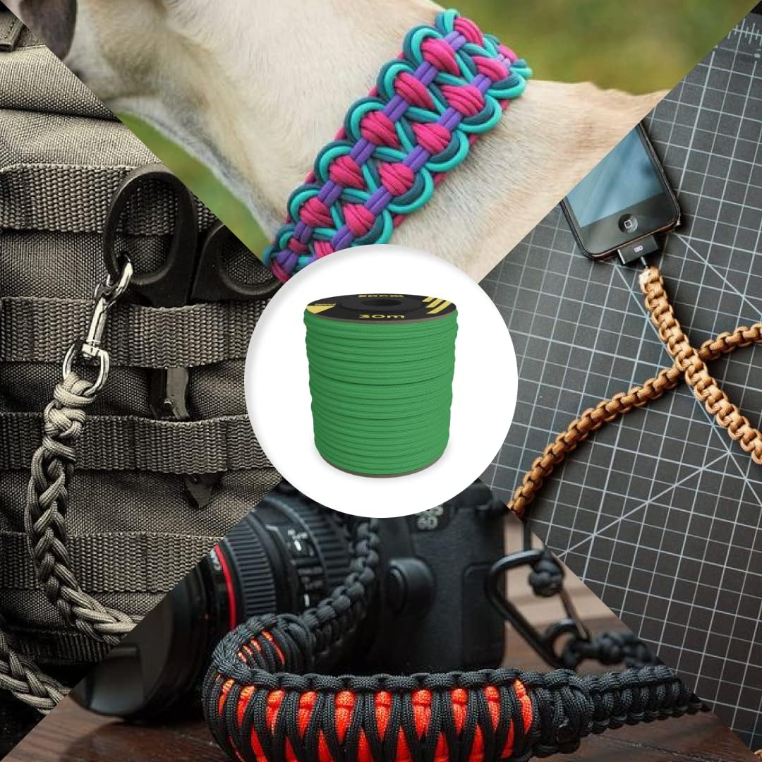 EdcX 4 mm Nylon Paracord 550 30 m (100 Fuß) – Typ III, 100% Nylonseil, 7-strängiges Seil, 4 mm Nylonseil in Volltonfarben (Black, 30 m) 67 - antaresshop.de
