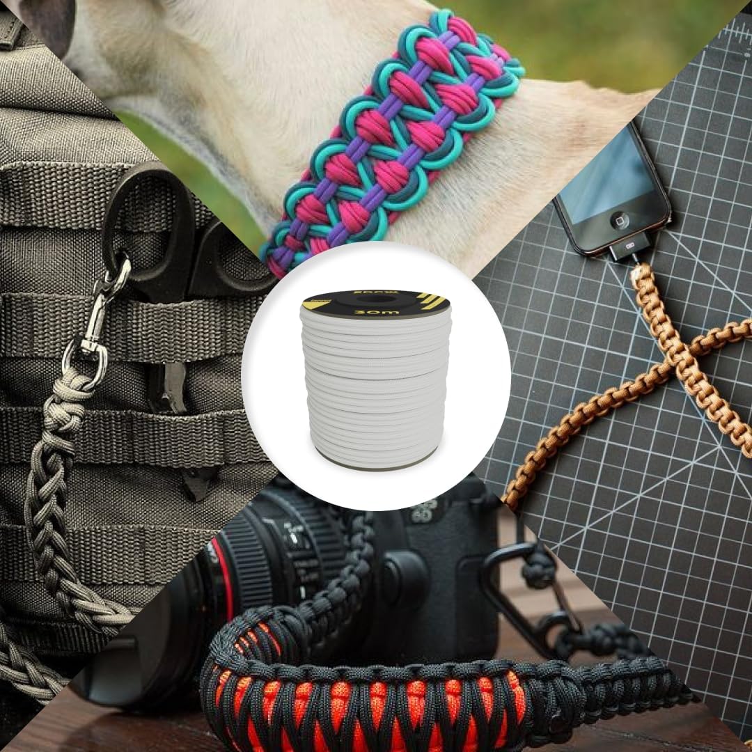 EdcX 4 mm Nylon Paracord 550 30 m (100 Fuß) – Typ III, 100% Nylonseil, 7-strängiges Seil, 4 mm Nylonseil in Volltonfarben (Black, 30 m) 71 71Bi B85NfL. AC SL1080 - antaresshop.de