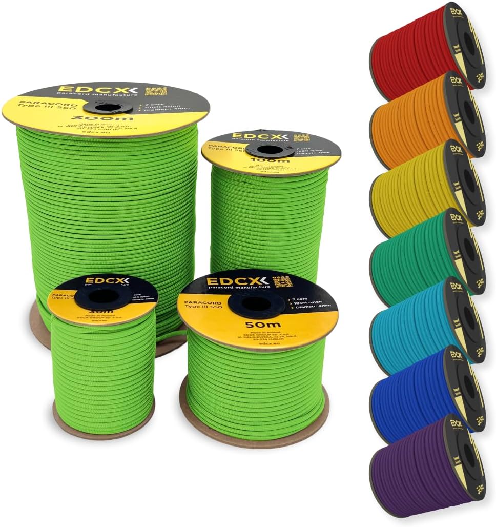 EdcX 4 mm Nylon Paracord 550 30 m (100 Fuß) – Typ III, 100% Nylonseil, 7-strängiges Seil, 4 mm Nylonseil in Volltonfarben (Black, 30 m) 180 71MSkChKl6L. AC SL1080 - antaresshop.de