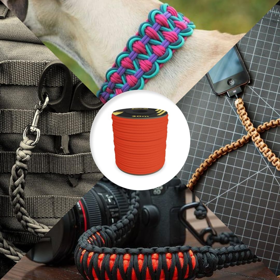 EdcX 4 mm Nylon Paracord 550 30 m (100 Fuß) – Typ III, 100% Nylonseil, 7-strängiges Seil, 4 mm Nylonseil in Volltonfarben (Black, 30 m) 282 71uBQMFrwwL. AC SL1080 - antaresshop.de