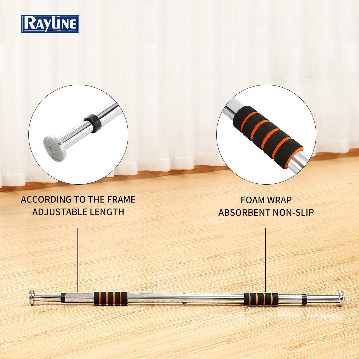 Rayline Klimmzugstange mit Handpolster Reckstange Training-Fitness-Bodybuilding-Gymnastik-Aerobic-Krafttraining 6 71WhL0YDiTL. AC SL1200 - antaresshop.de