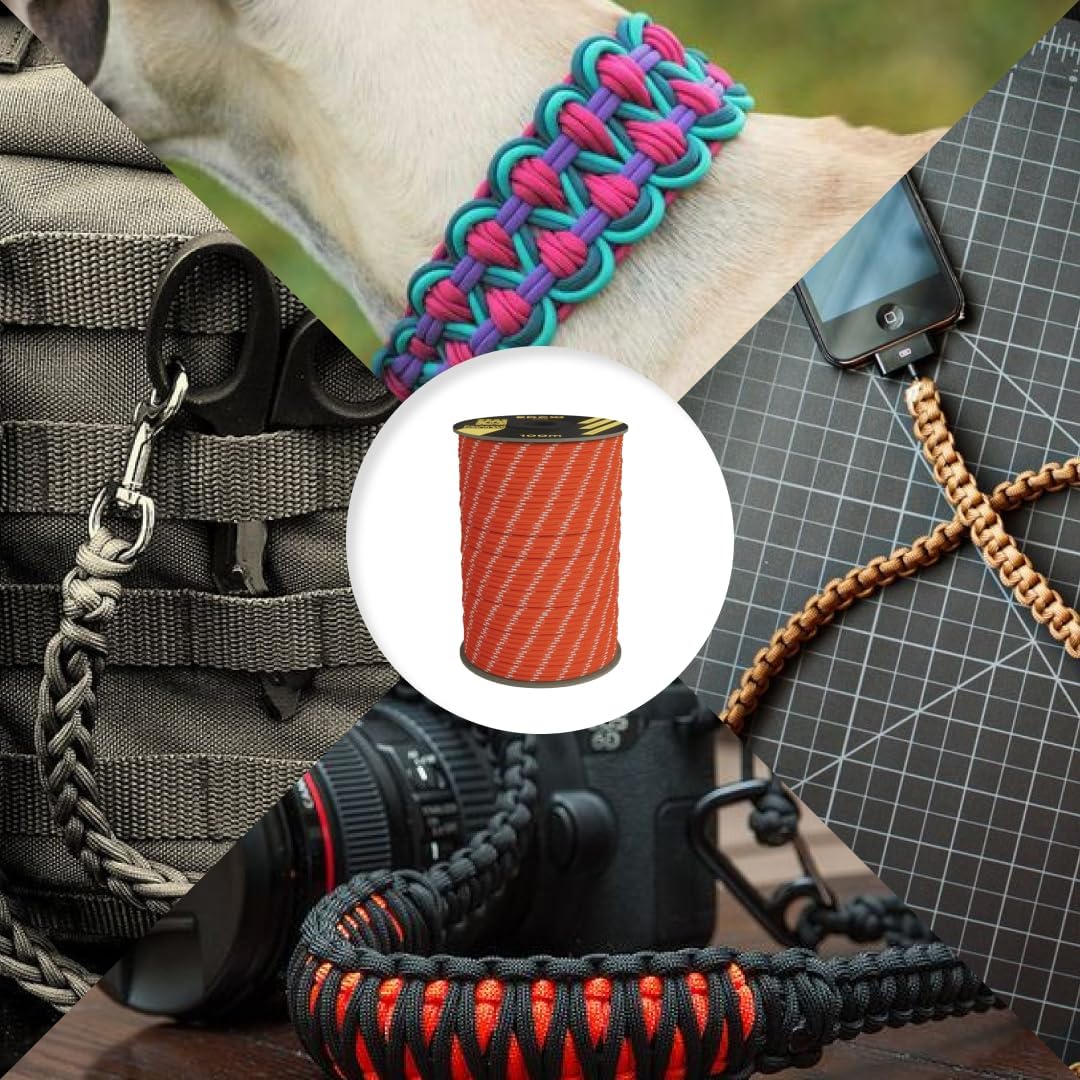 EdcX 4 mm Nylon Paracord 550 100 m (330 Fuß) – Typ III, 100% Nylonseil, 7-strängiges Seil, 4 mm Nylonseil in Volltonfarben (Reflective Green, 100 m) 429 71FZGA8i2RL. AC SL1080 - antaresshop.de