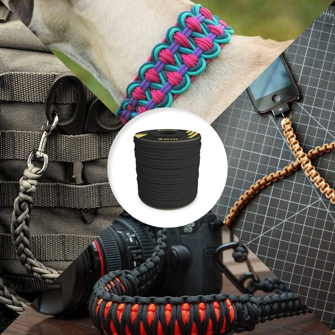 EdcX 4 mm Nylon Paracord 550 100 m (330 Fuß) – Typ III, 100% Nylonseil, 7-strängiges Seil, 4 mm Nylonseil in Volltonfarben (Reflective Green, 100 m) 107 71b93piVNCL. AC SL1080 - antaresshop.de