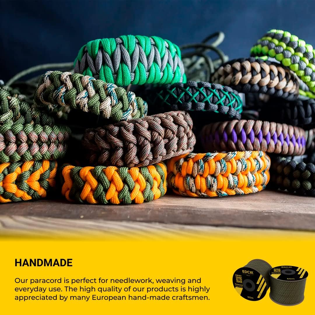 EdcX 4 mm Nylon Paracord 550 100 m (330 Fuß) – Typ III, 100% Nylonseil, 7-strängiges Seil, 4 mm Nylonseil in Volltonfarben (Reflective Green, 100 m) 225 71eRucyjMtL. AC SL1080 - antaresshop.de