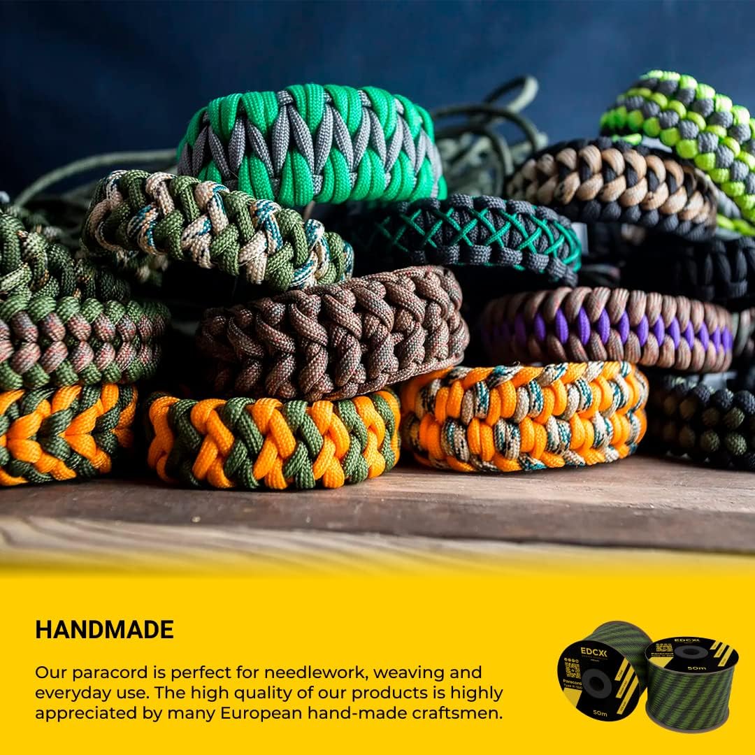 EdcX 4 mm Nylon Paracord 550 100 m (330 Fuß) – Typ III, 100% Nylonseil, 7-strängiges Seil, 4 mm Nylonseil in Volltonfarben (Reflective Green, 100 m) 172 - antaresshop.de