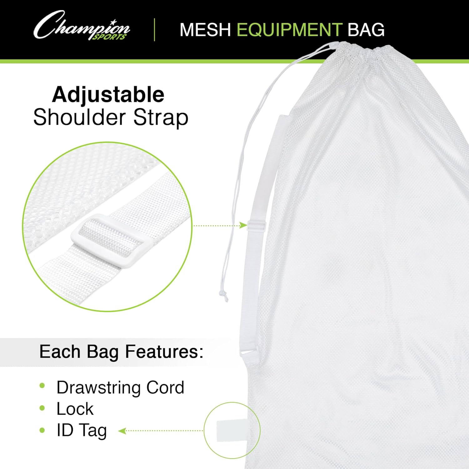 Champion Sports Netztasche für Sportausrüstung, Mehrzweck-Nylon-Kordelzug mit Schloss und ID-Tag für Bälle, Strand, Wäsche 3 815zQqJBYrL. AC SL1500 - antaresshop.de
