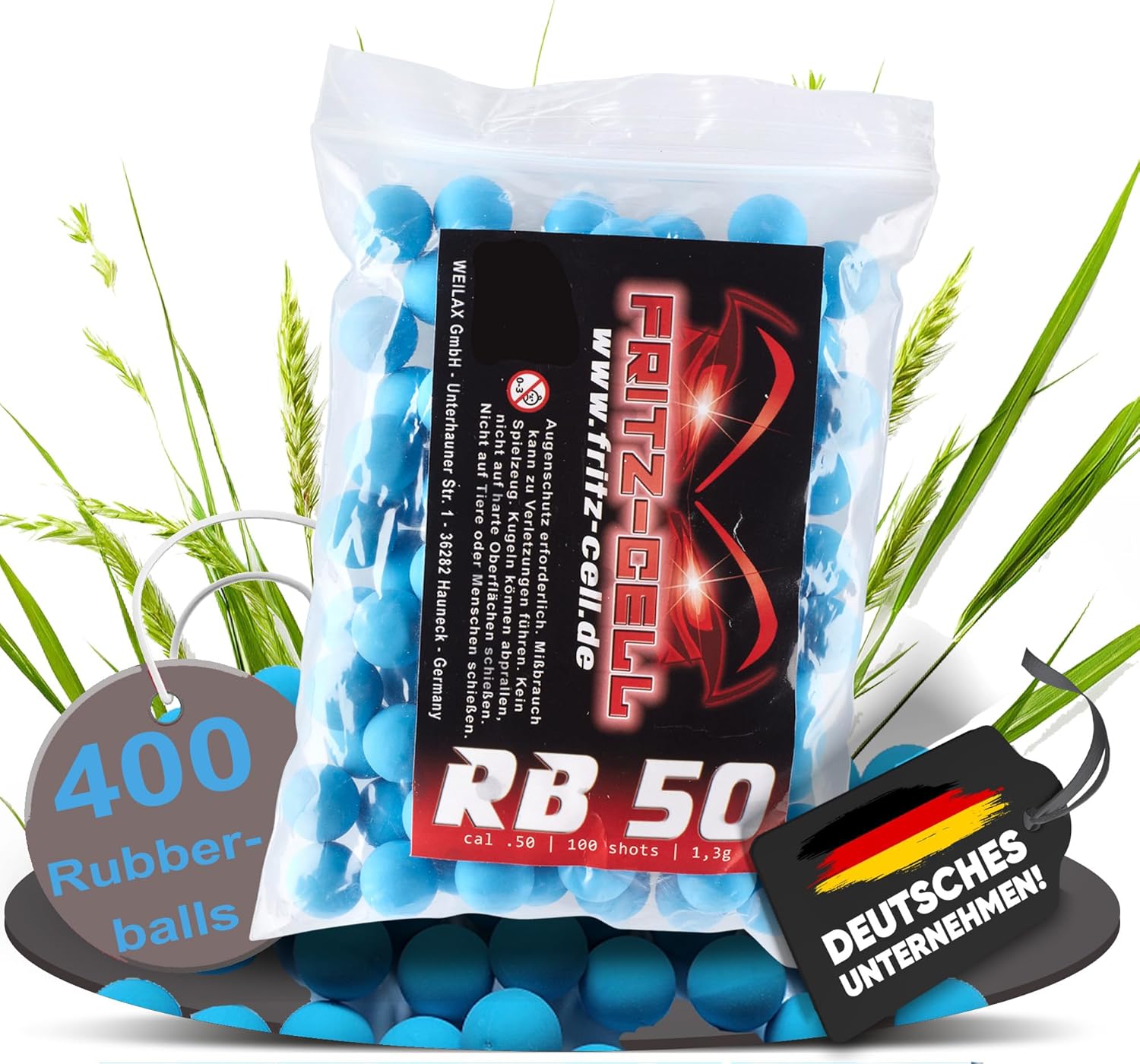 400 x RB Cal.50 blau Rubberball Gummigeschosse Fritz-Cell kompatibel mit T4E HDR50 / HDP5 1 81C5R Ag0kL. AC SL1500 - antaresshop.de
