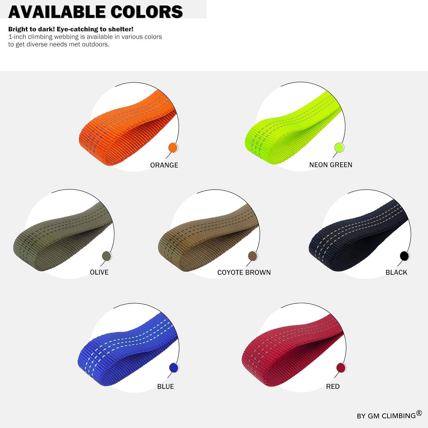 GM CLIMBING 2,5 cm langes Nylon-Gurtband, CE-UIAA-zertifiziert, 1,814 kg, strapazierfähig für Klettern, Rettungsseil, Arbeiten, Survival, Outdoor, allgemeine Zwecke, 2,5 cm x 30 m, Rot 3 - antaresshop.de
