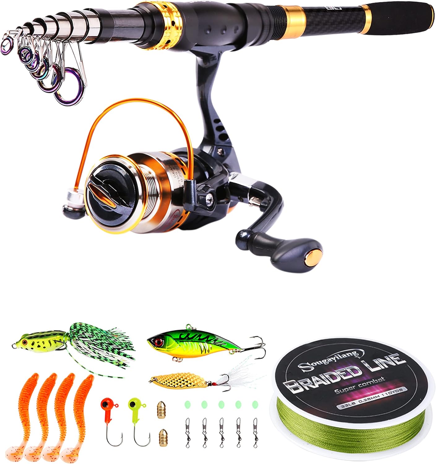 Sougayilang Angelruten-Spule Combos Kohlefaser Teleskop-Angelrute mit Spinnrolle für Reisen in Salzwasser und Süßwasser 8 81Nbk2c vPL. AC SL1500 - antaresshop.de