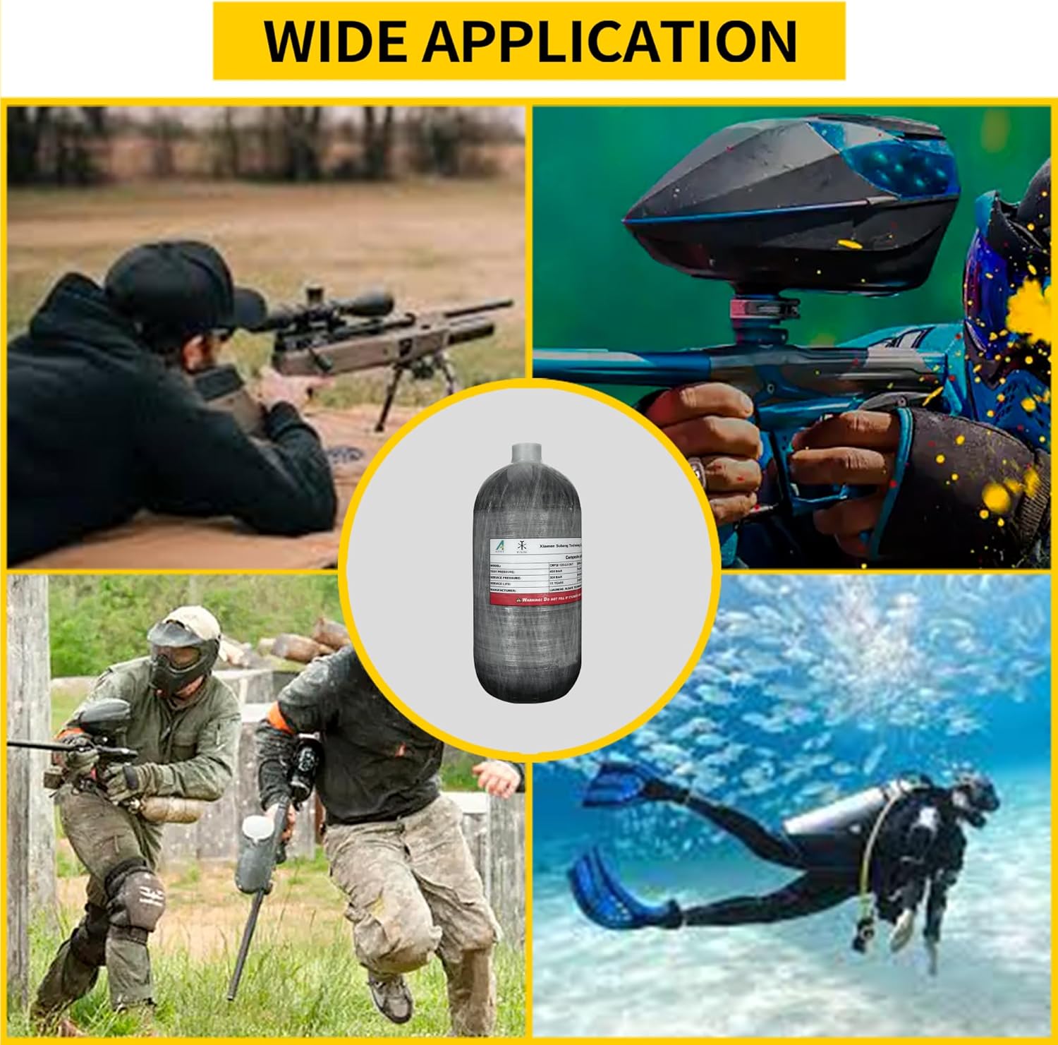 TUXING 2,5 l Kohlefaser Paintball HPA Lufttank, 4500 psi PCP Air System, Dual Gauge Ventil, 61 cm Hochdruckschlauch mit doppeltem Schnell-Diconnect 7 - antaresshop.de