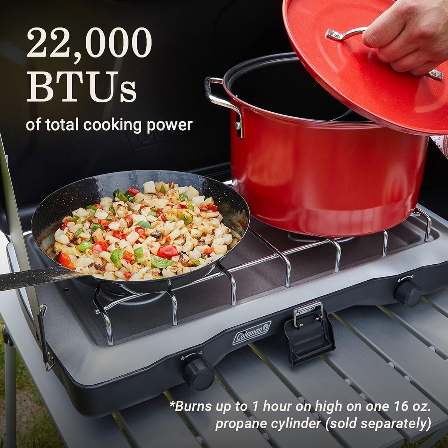 Coleman Triton 2-flammiger Propangas-Campingkocher, tragbarer Campinggrill/Herd mit verstellbaren Brennern, Windschutz, robuster Verriegelung und Griff, insgesamt 22.000 BTU Leistung 6 81oRjrJEigL. AC SL1500 - antaresshop.de