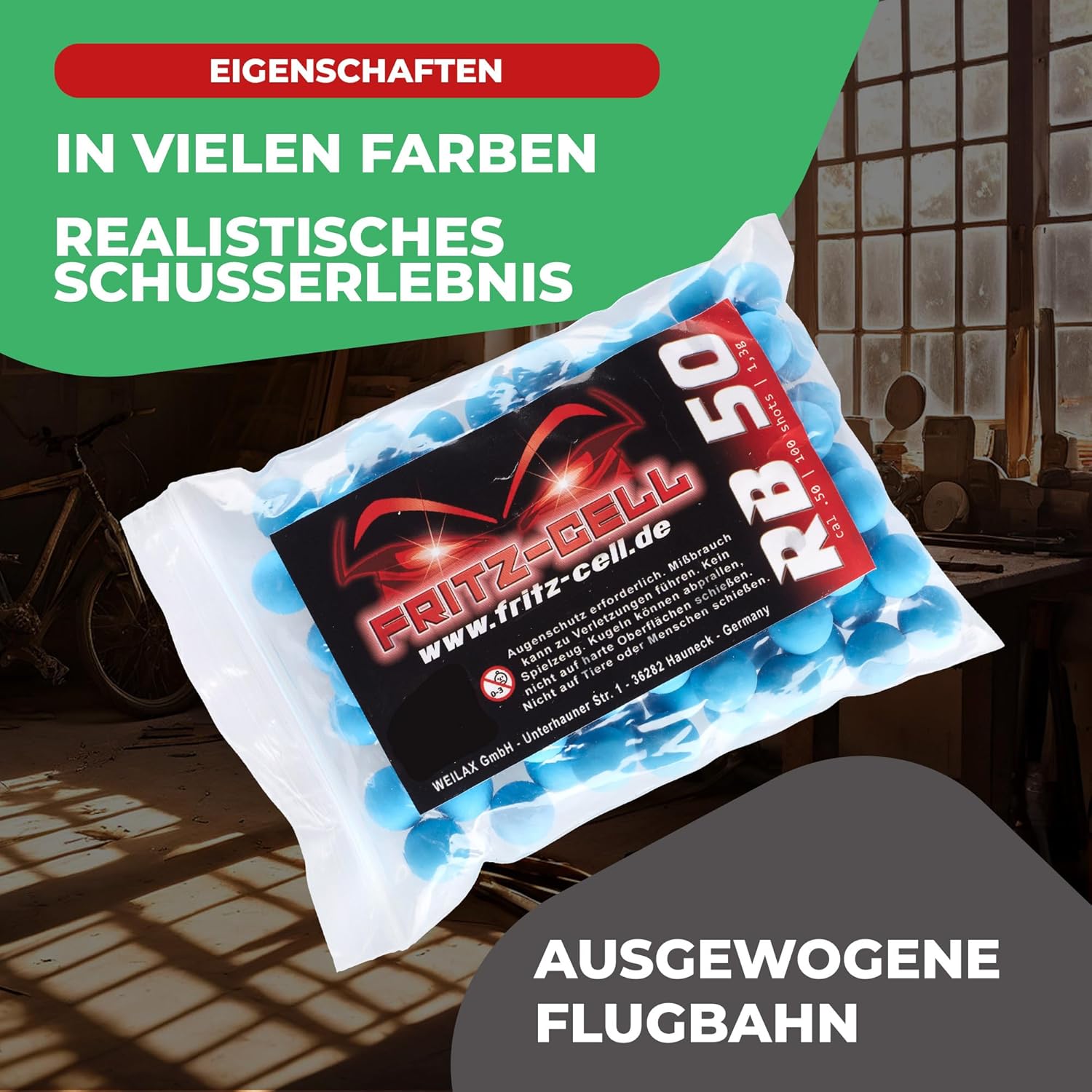 400 x RB Cal.50 blau Rubberball Gummigeschosse Fritz-Cell kompatibel mit T4E HDR50 / HDP5 2 - antaresshop.de