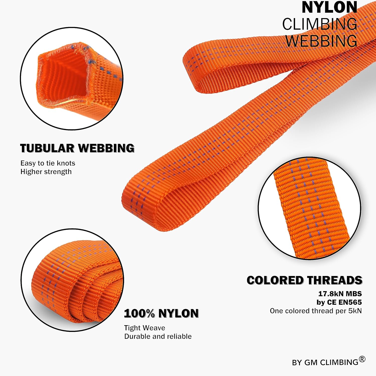 GM CLIMBING 2,5 cm langes Nylon-Gurtband, CE-UIAA-zertifiziert, 1,814 kg, strapazierfähig für Klettern, Rettungsseil, Arbeiten, Survival, Outdoor, allgemeine Zwecke, 2,5 cm x 30 m, Rot 4 91 KBd8LyHL. AC SL1500 - antaresshop.de