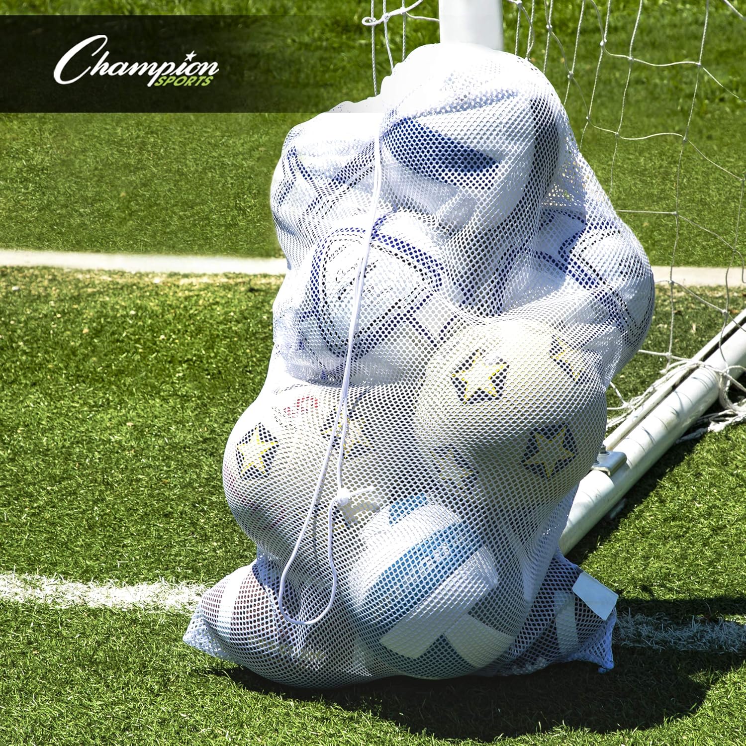 Champion Sports Netztasche für Sportausrüstung, Mehrzweck-Nylon-Kordelzug mit Schloss und ID-Tag für Bälle, Strand, Wäsche 28 91Cc+S2WlFL. AC SL1500 - antaresshop.de