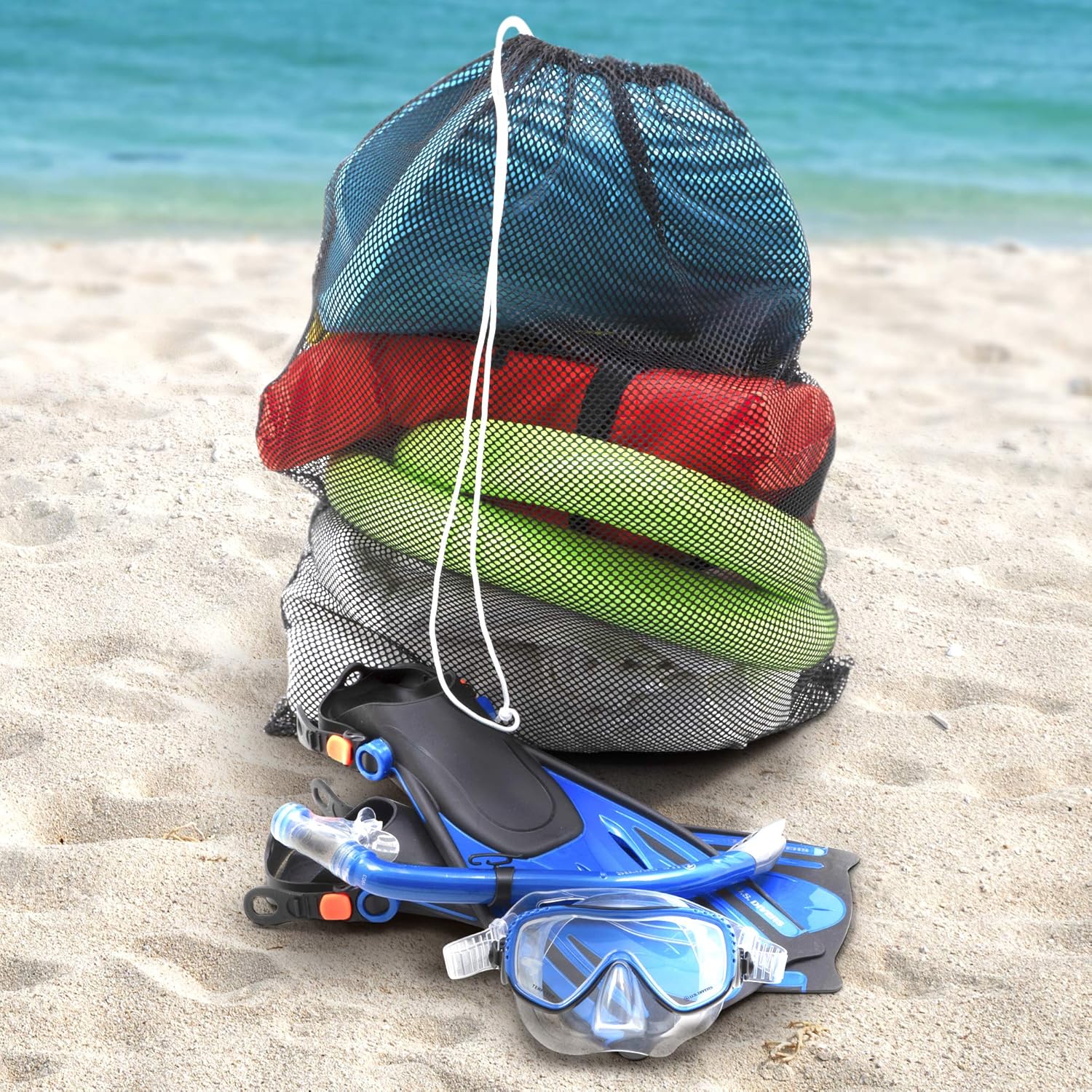 Champion Sports Netztasche für Sportausrüstung, Mehrzweck-Nylon-Kordelzug mit Schloss und ID-Tag für Bälle, Strand, Wäsche 16 91OjWFVgmbL. AC SL1500 - antaresshop.de