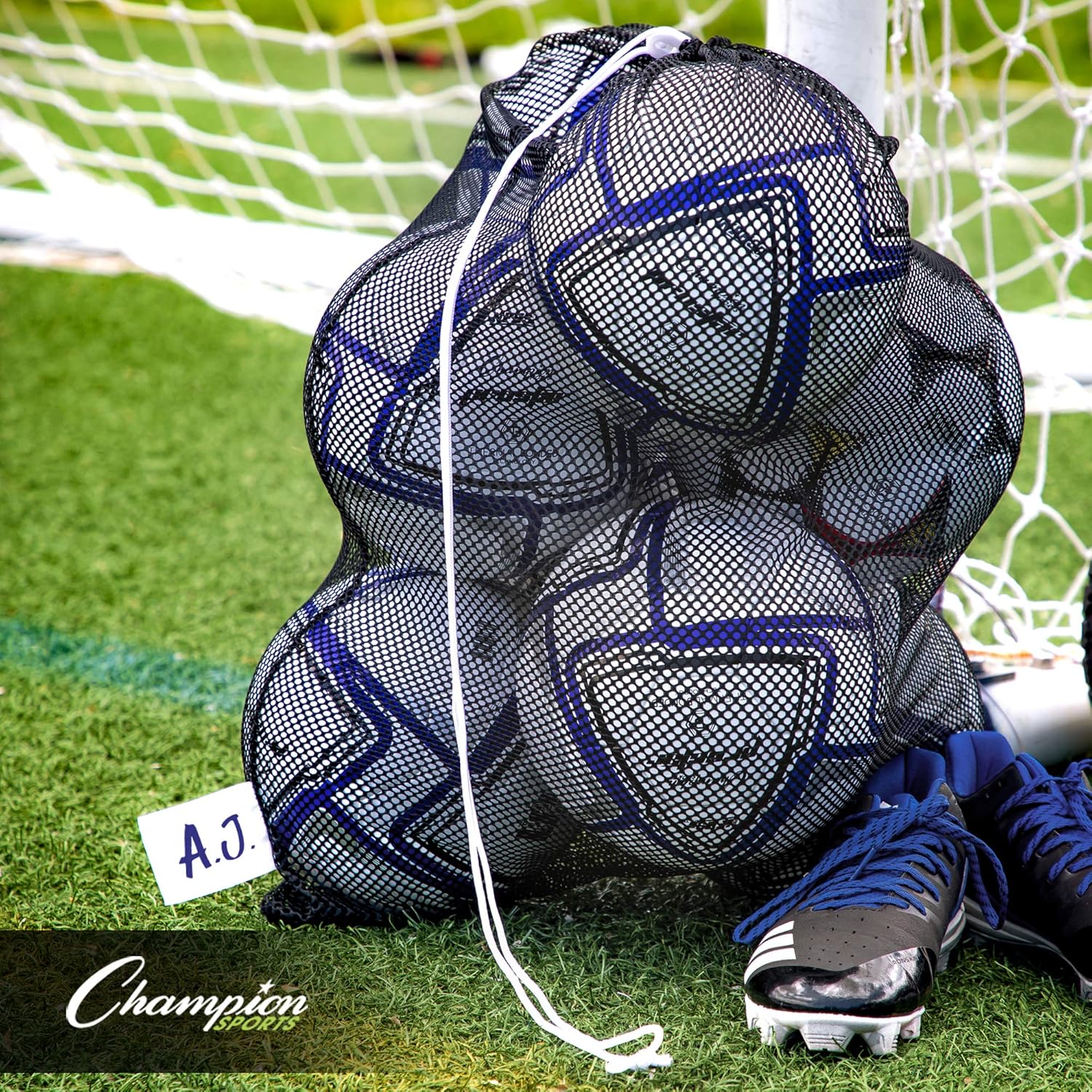 Champion Sports Netztasche für Sportausrüstung, Mehrzweck-Nylon-Kordelzug mit Schloss und ID-Tag für Bälle, Strand, Wäsche 17 91jvzyeup+L. AC SL1500 - antaresshop.de