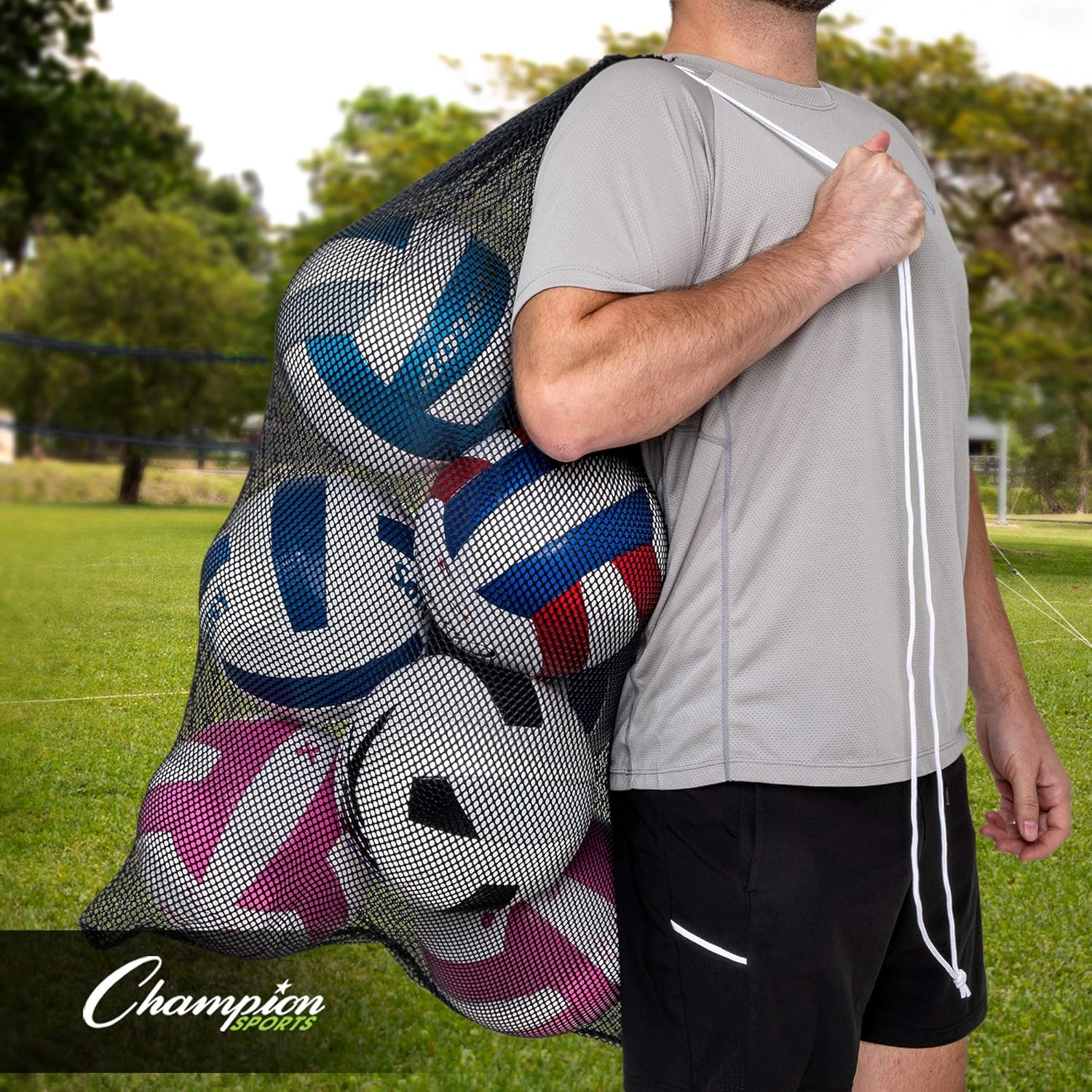 Champion Sports Netztasche für Sportausrüstung, Mehrzweck-Nylon-Kordelzug mit Schloss und ID-Tag für Bälle, Strand, Wäsche 13 91pA0Eo2y8L. AC SL1500 - antaresshop.de