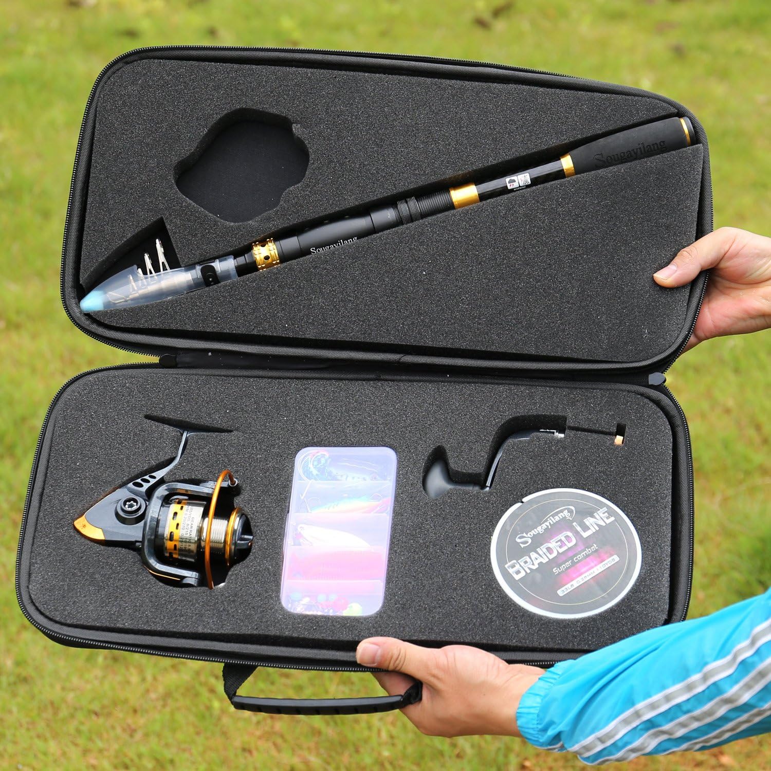 Sougayilang Angelruten-Spule Combos Kohlefaser Teleskop-Angelrute mit Spinnrolle für Reisen in Salzwasser und Süßwasser 27 91rVFi0RJsL. AC SL1500 - antaresshop.de